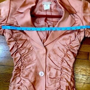 vintage cap sleeve ruched Victorian jacket Small blush rose gold short sleeve